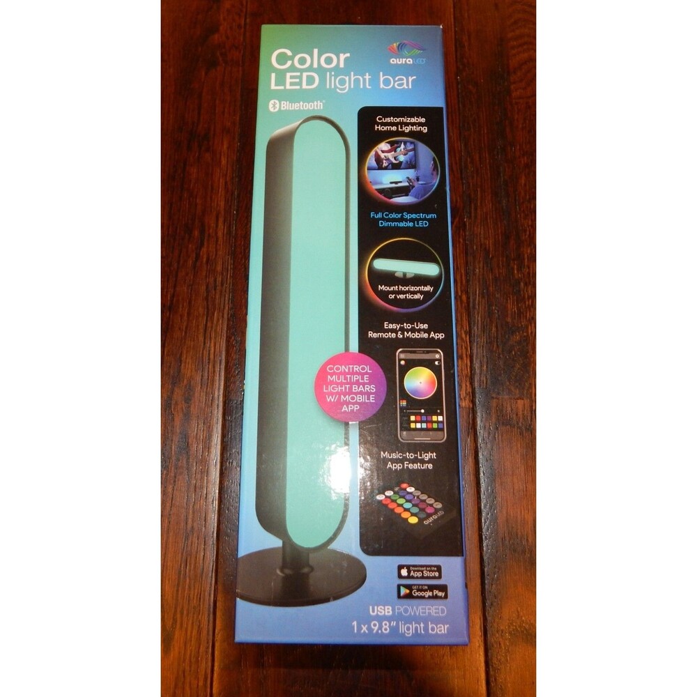 Tzumi Aura LED Black 9.8 in. Multi-Color Light Bar Lamp with Remote USB Powered